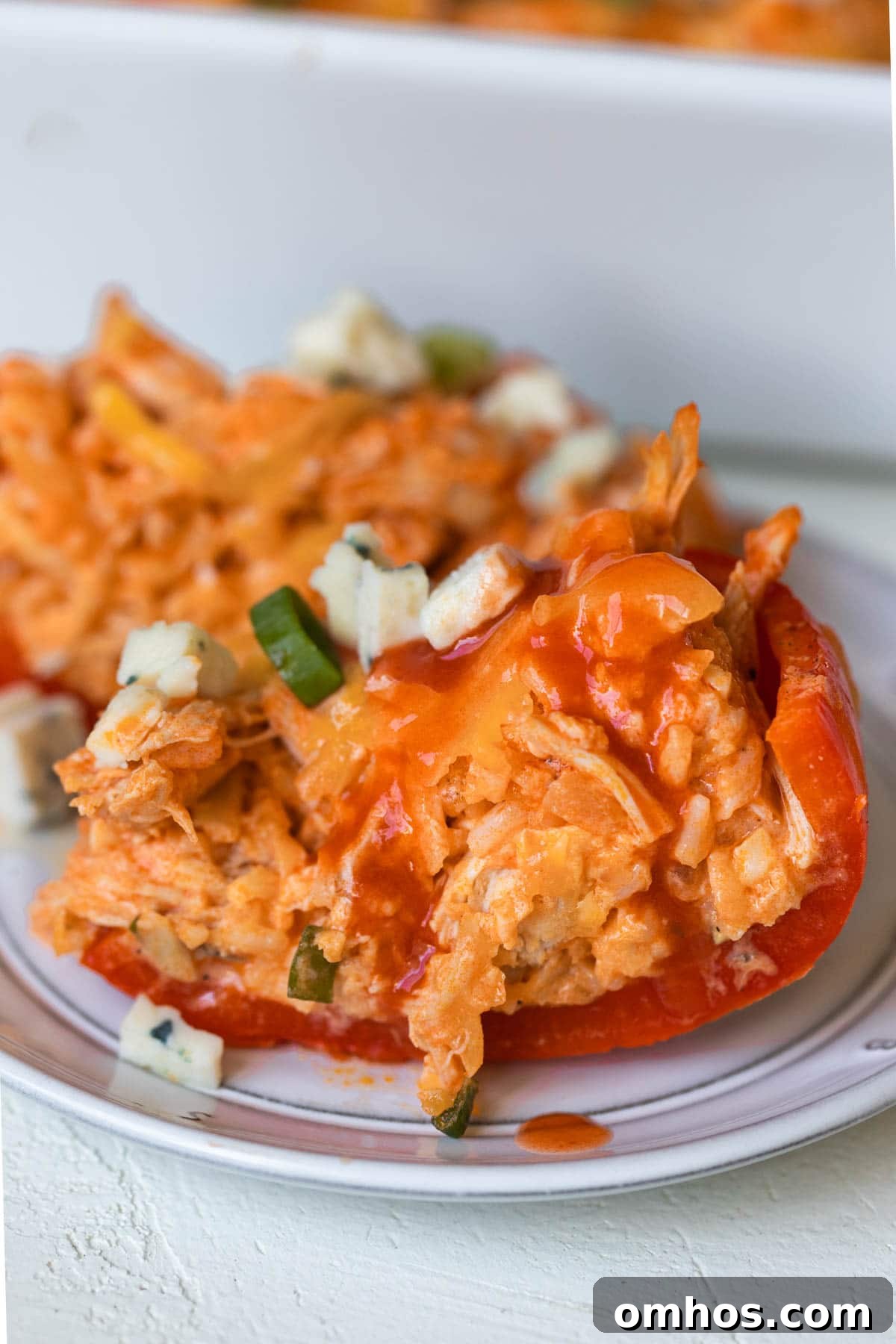 stuffed bell pepper on a white plate