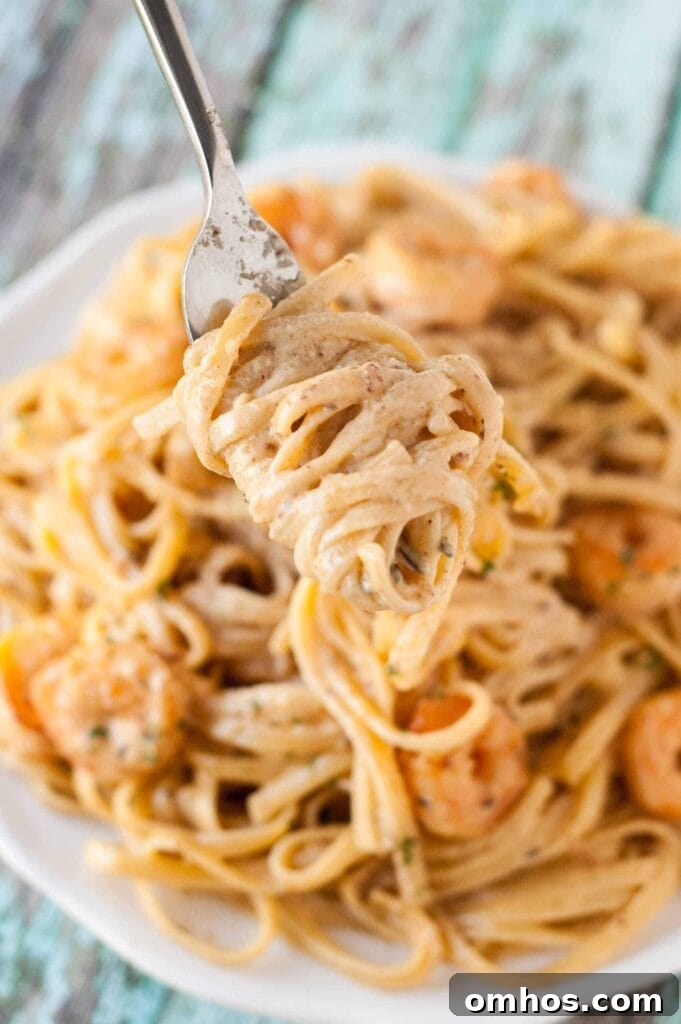 forkful of Cajun Shrimp Pasta
