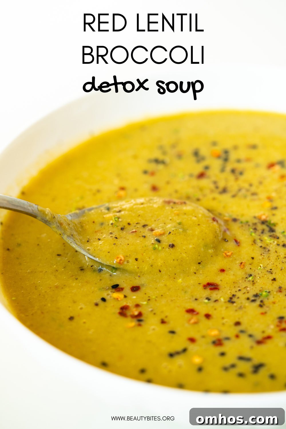 Delicious easy Red Lentil Broccoli Detox Soup recipe you can make in around 20 minutes for dinner! This healthy vegetable soup recipe is rich in fiber, protein and flavor!