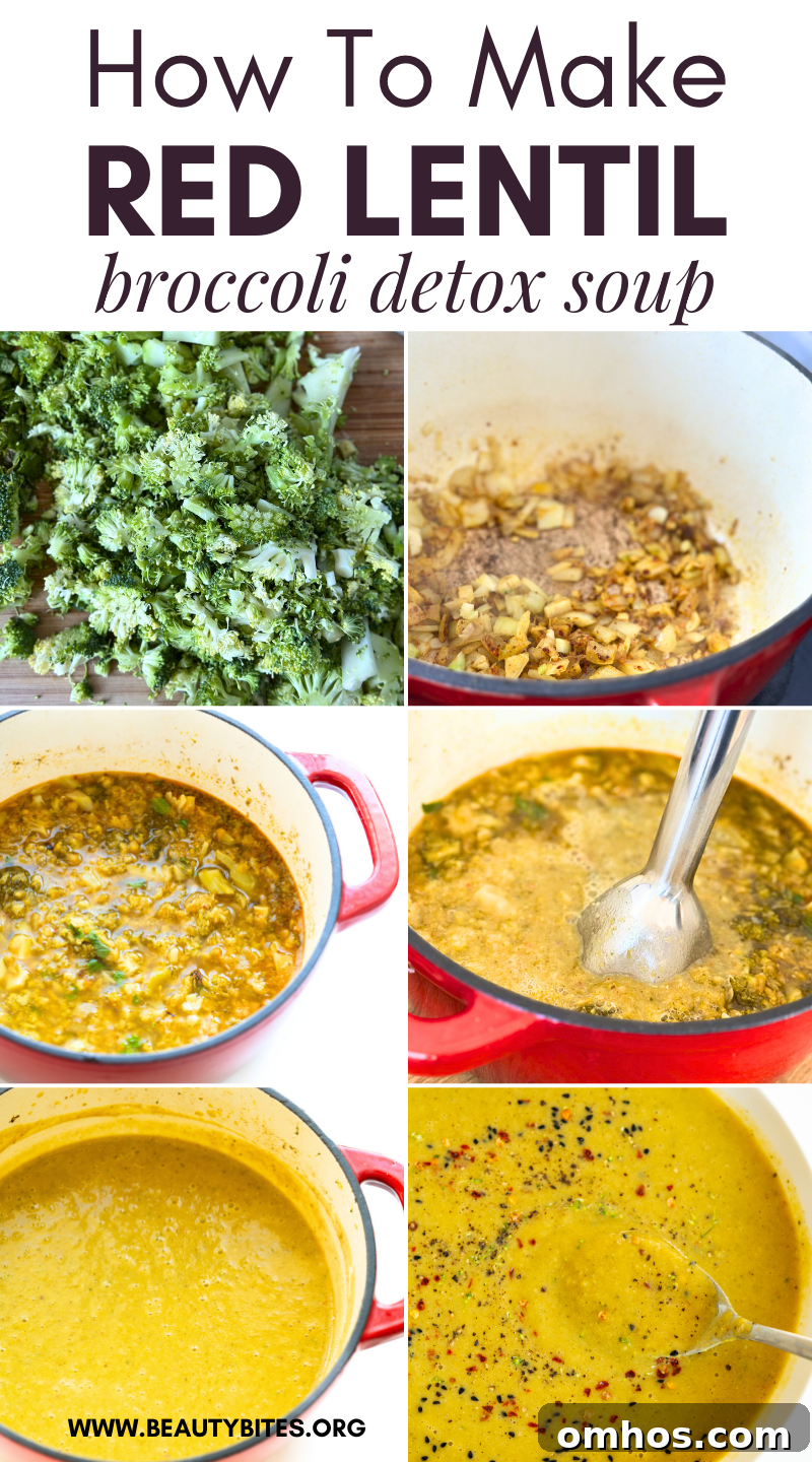 Delicious easy Red Lentil Broccoli Detox Soup recipe you can make in around 20 minutes for dinner! This healthy vegetable soup recipe is rich in fiber, protein and flavor!