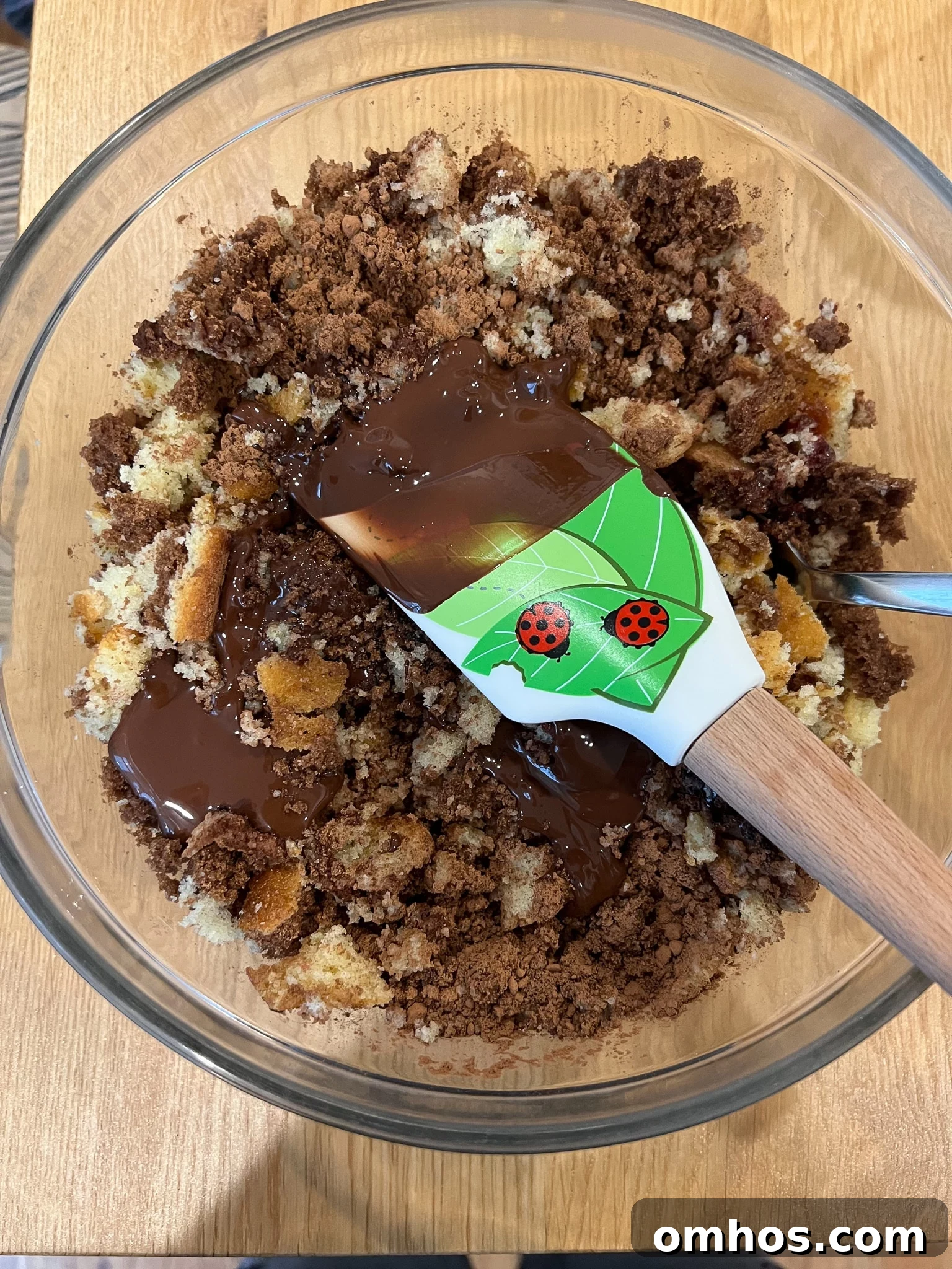 Leftover cake ingredients in a bowl.
