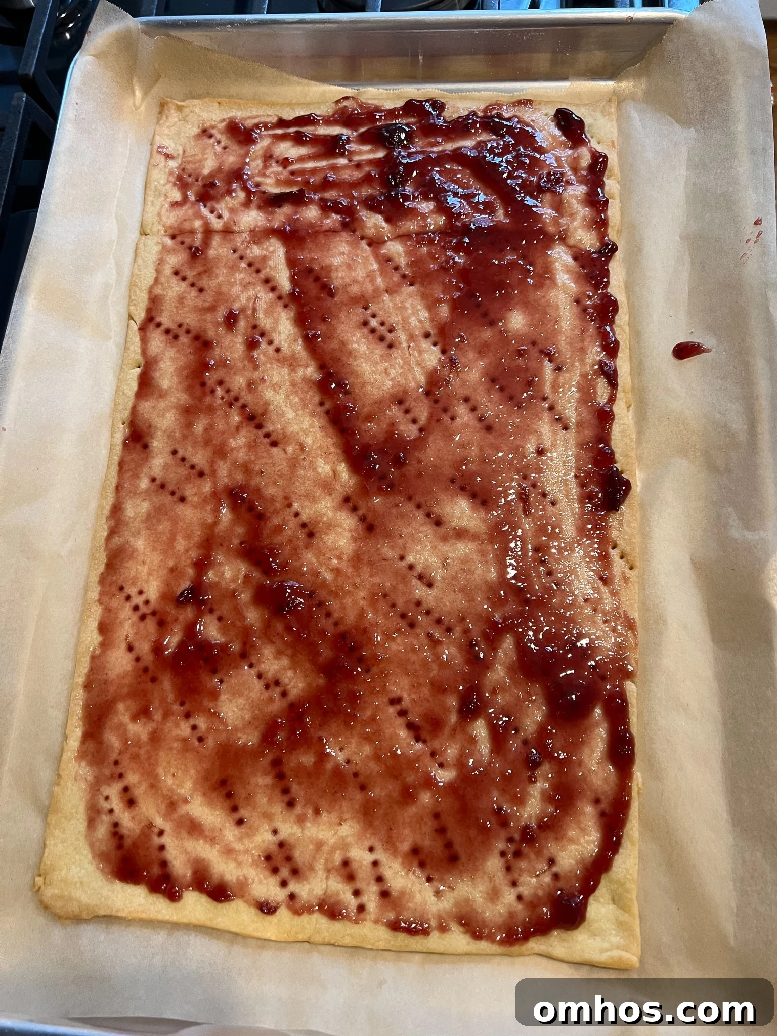 Jam on top of pastry.