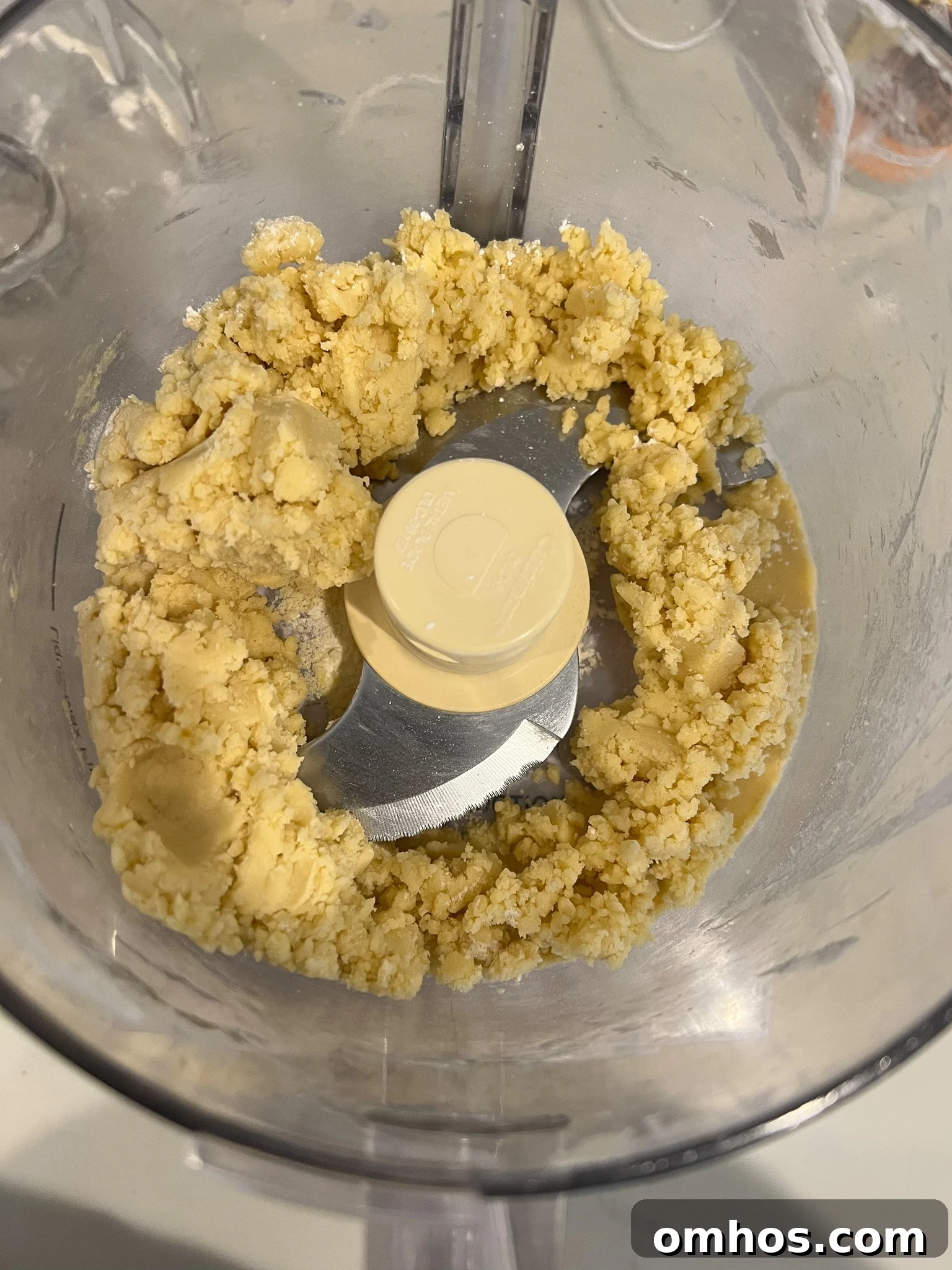 Pastry dough in a food processor.