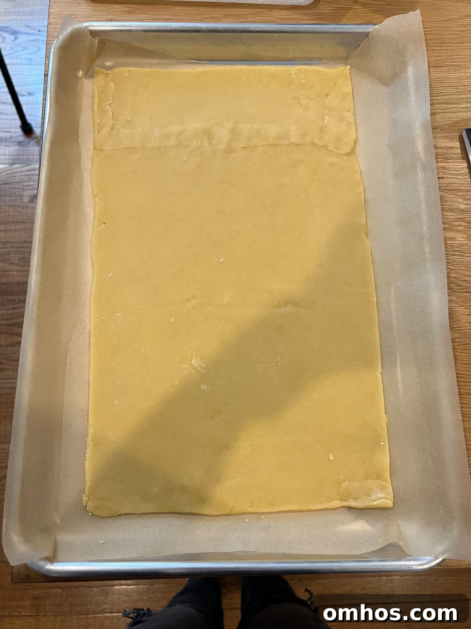 Dough on a baking sheet.