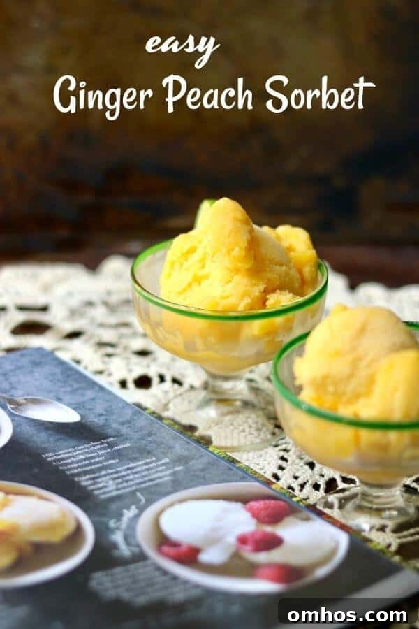 Easy ginger peach sorbet is refreshing and sweet - perfect for summer!