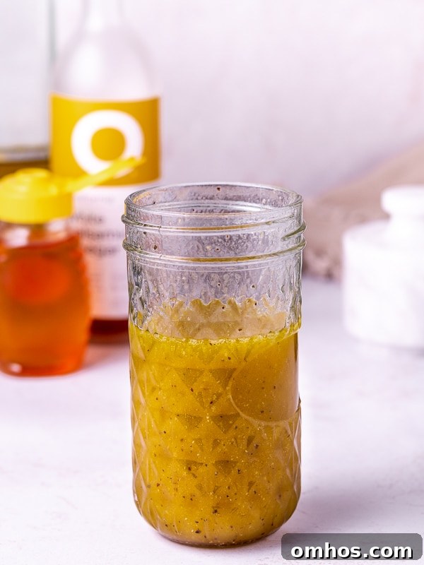 jar of emulsified white balsamic vinaigrette