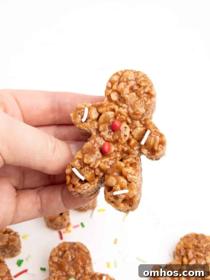 mini gingerbread star crunch rice krispy bars