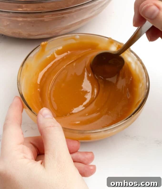 bowl of melted kraft caramels