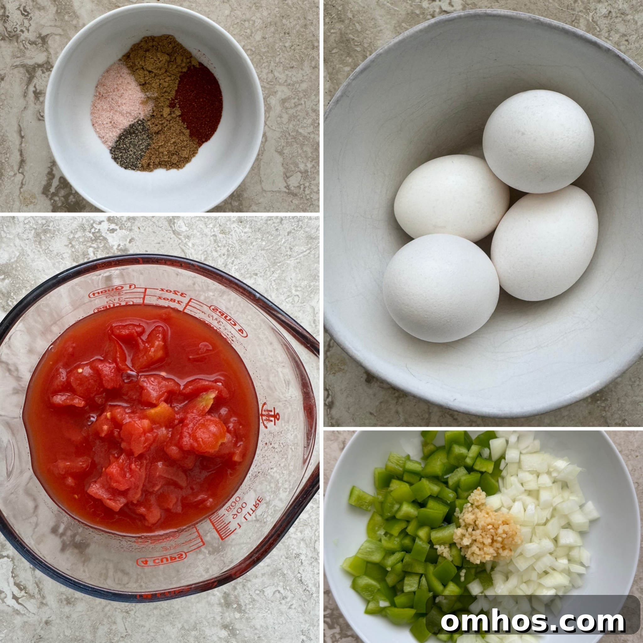 collage of ingredients for slow cooker shakshuka