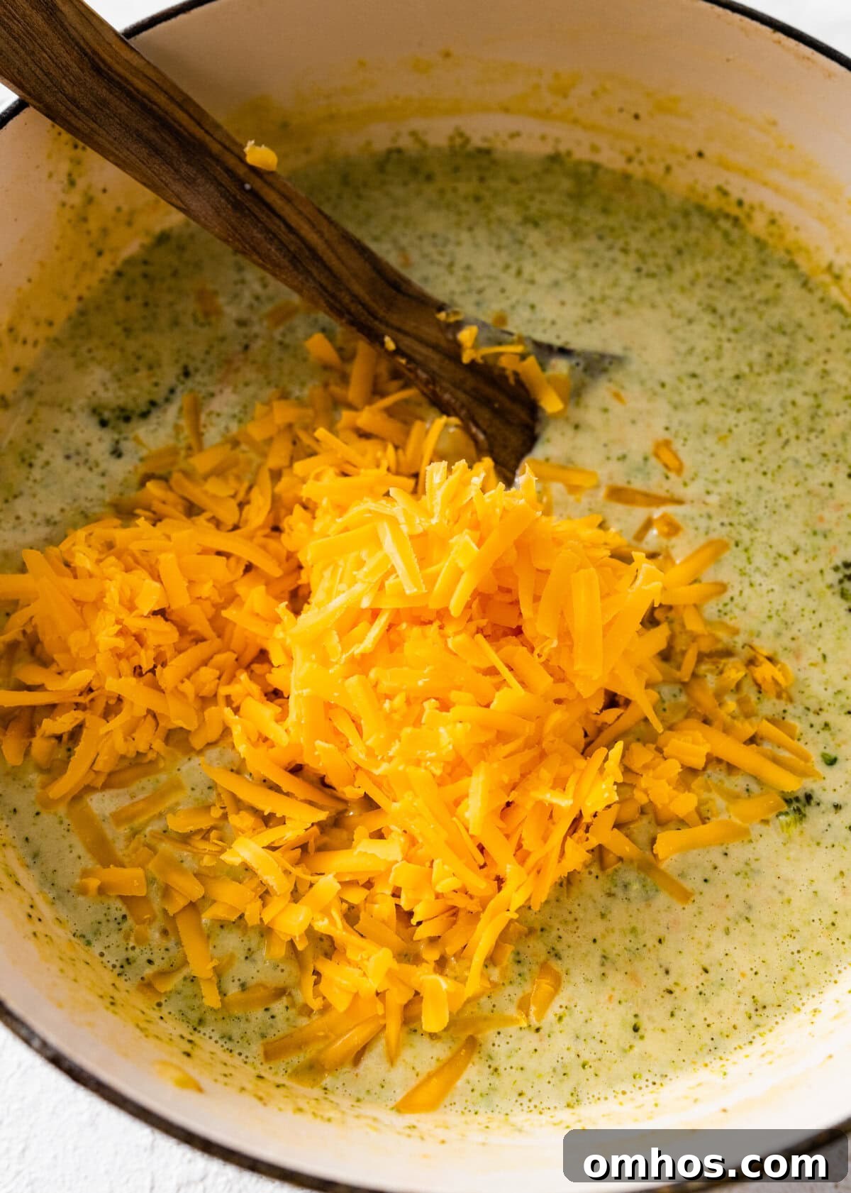 How to Make Copycat Panera Broccoli Cheddar Soup step-by-step: add the cheese.