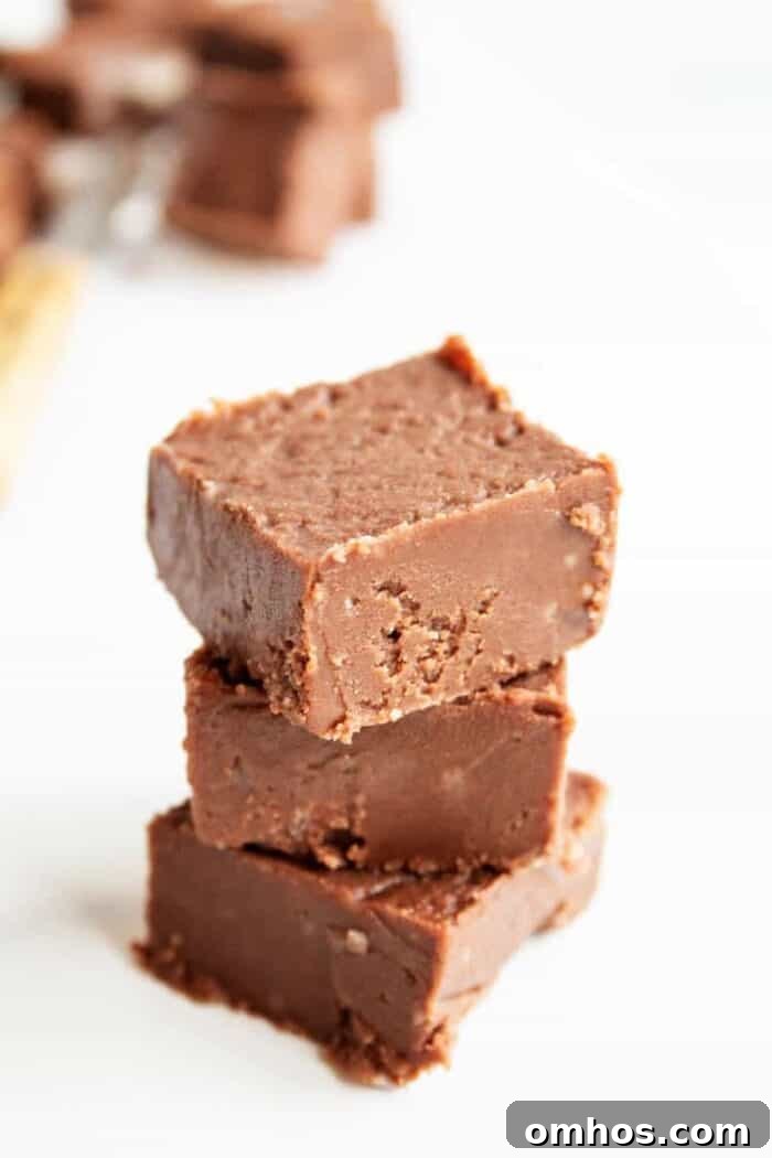 stack of three keto fudge pieces