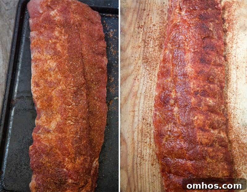 Dry rub on smoked ribs