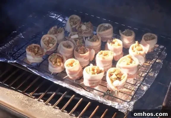 turkey shots on wire rack on grill