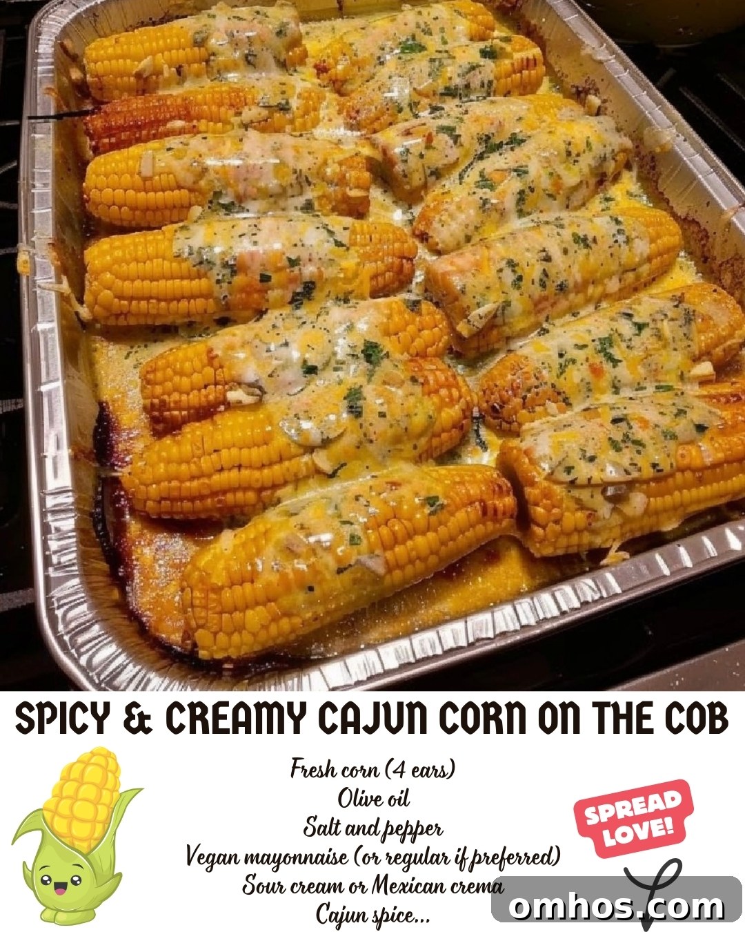 SPICY & CREAMY CAJUN CORN ON THE COB Pinterest Pin