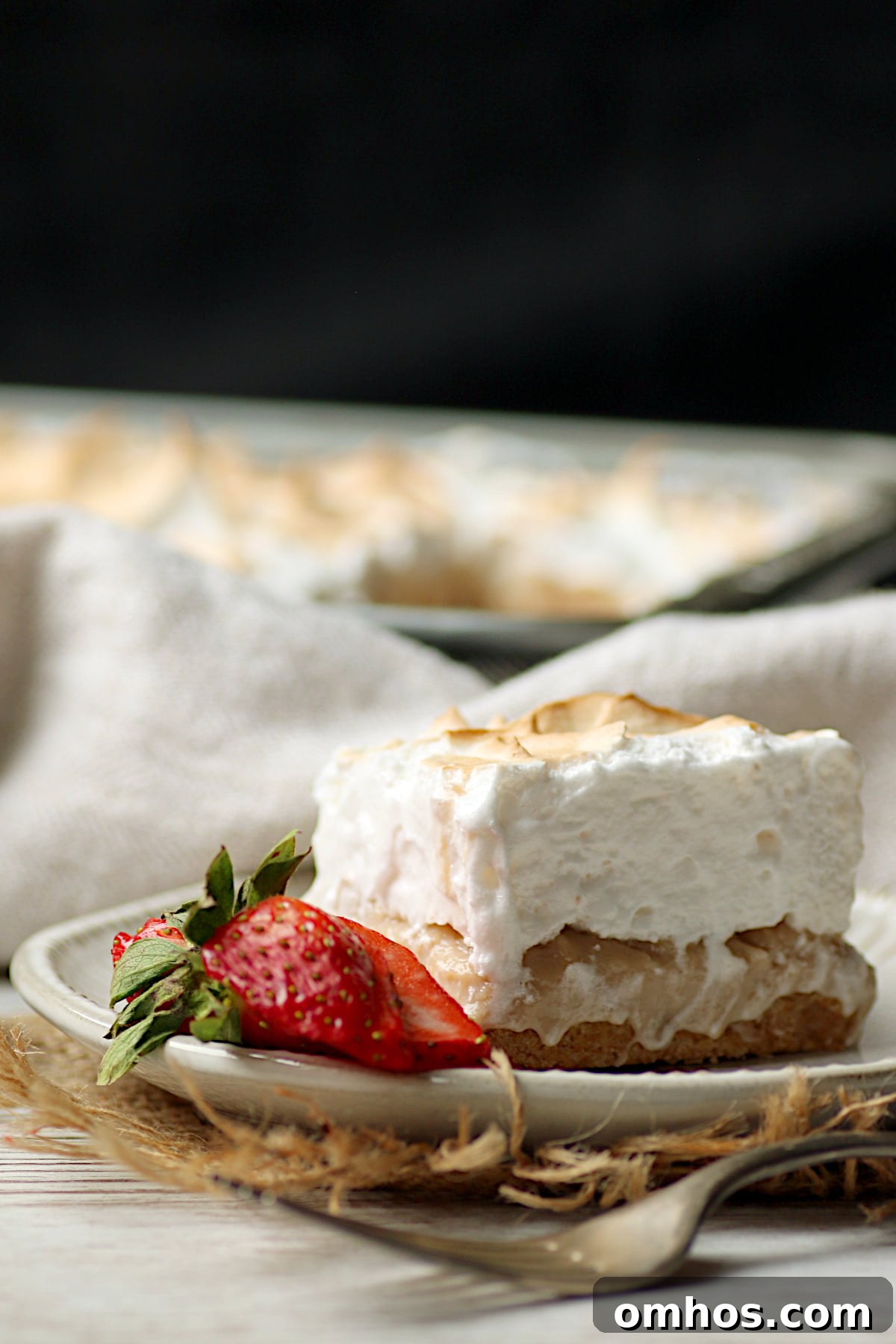 Strawberry Rhubarb Meringue Squares