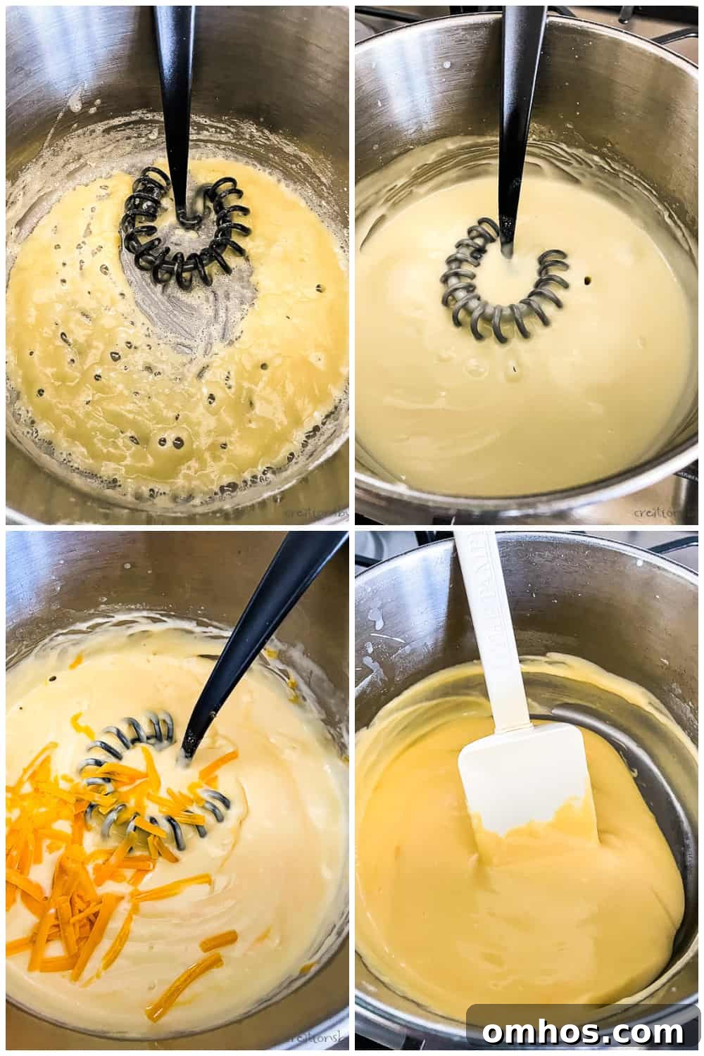 One-Pot Homemade Cheeseburger Macaroni Recipe 3 process shots - cheese sauce collage