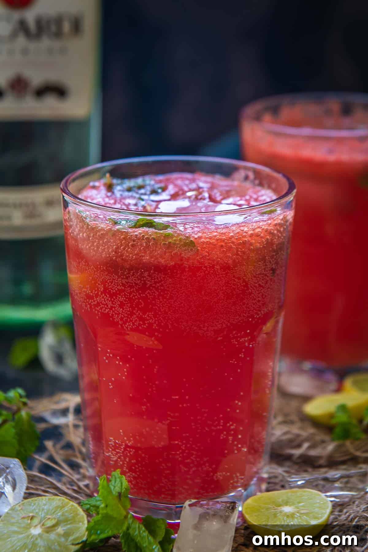 Refreshing Watermelon Mint Mojito Cocktail 2 Watermelon mint mojito served in a glass.