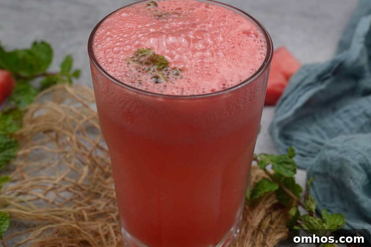 Refreshing Watermelon Mint Mojito Cocktail 12 Ready watermelon mint mojito topped with club soda.