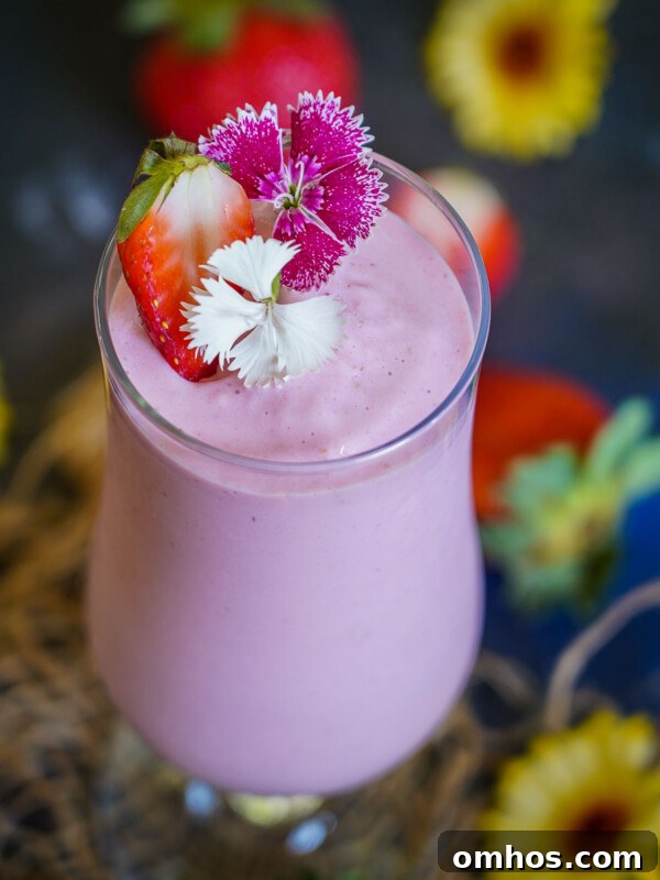 This creamy Strawberry Banana Milkshake is a delicious breakfast treat made with fresh or frozen strawberries.
