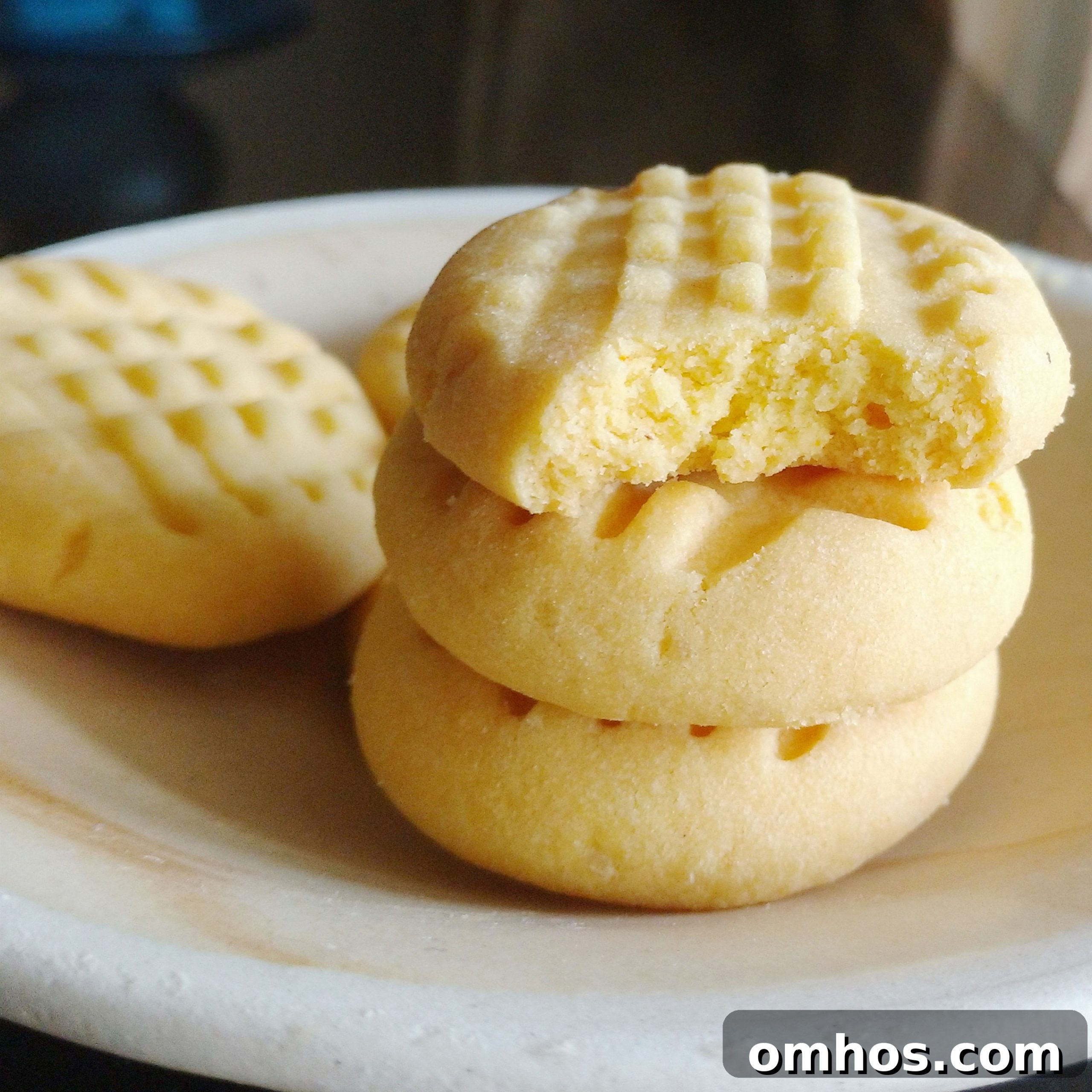Tray of custard cookies fresh from the oven