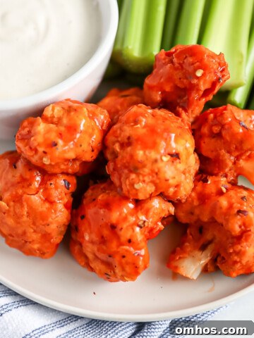 A plate of crispy vegan buffalo cauliflower wings