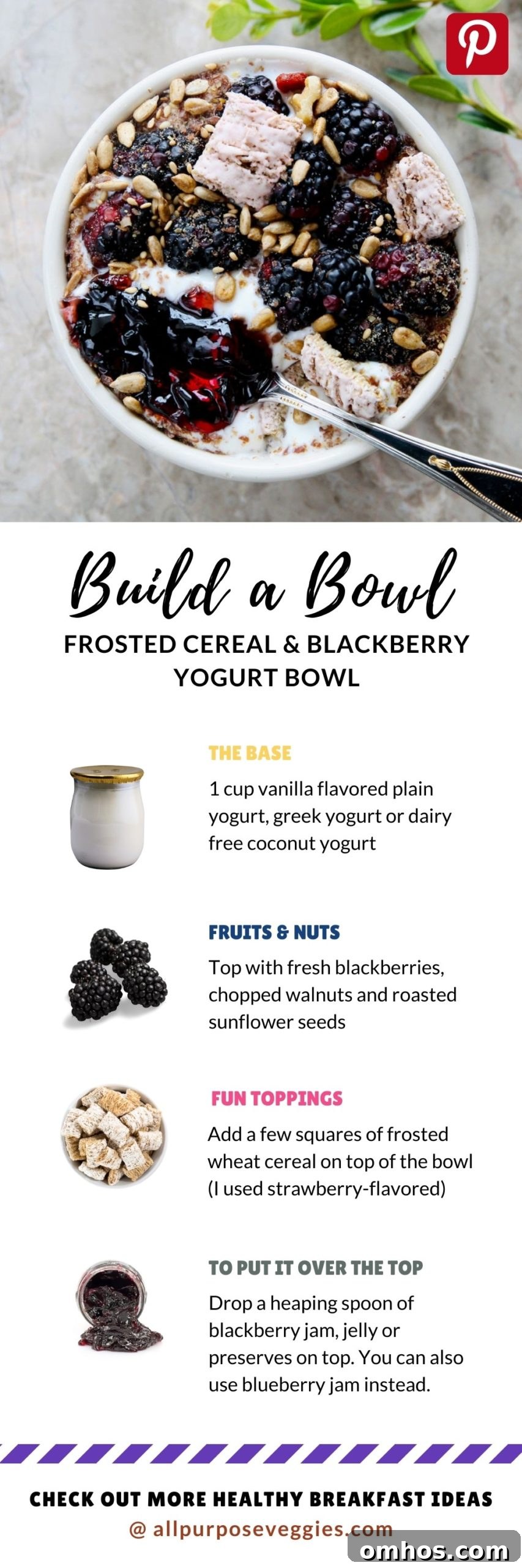 how to make Frosted Cereal & Blackberry Yogurt Bowl pinterest pin