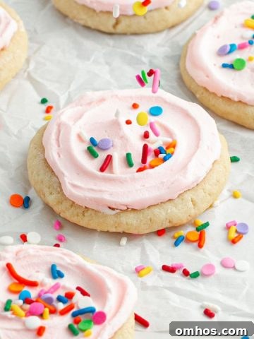 eggless soft frosted sugar cookies with sprinkles