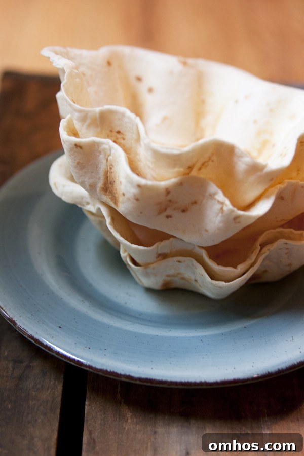 No-Cook Taco Salad Recipe in Tortilla Bowls 3 baked tortilla bowls