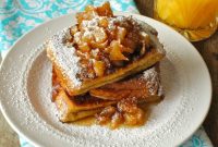 Peanut Butter French Toast Drizzled with Caramel Apple Syrup