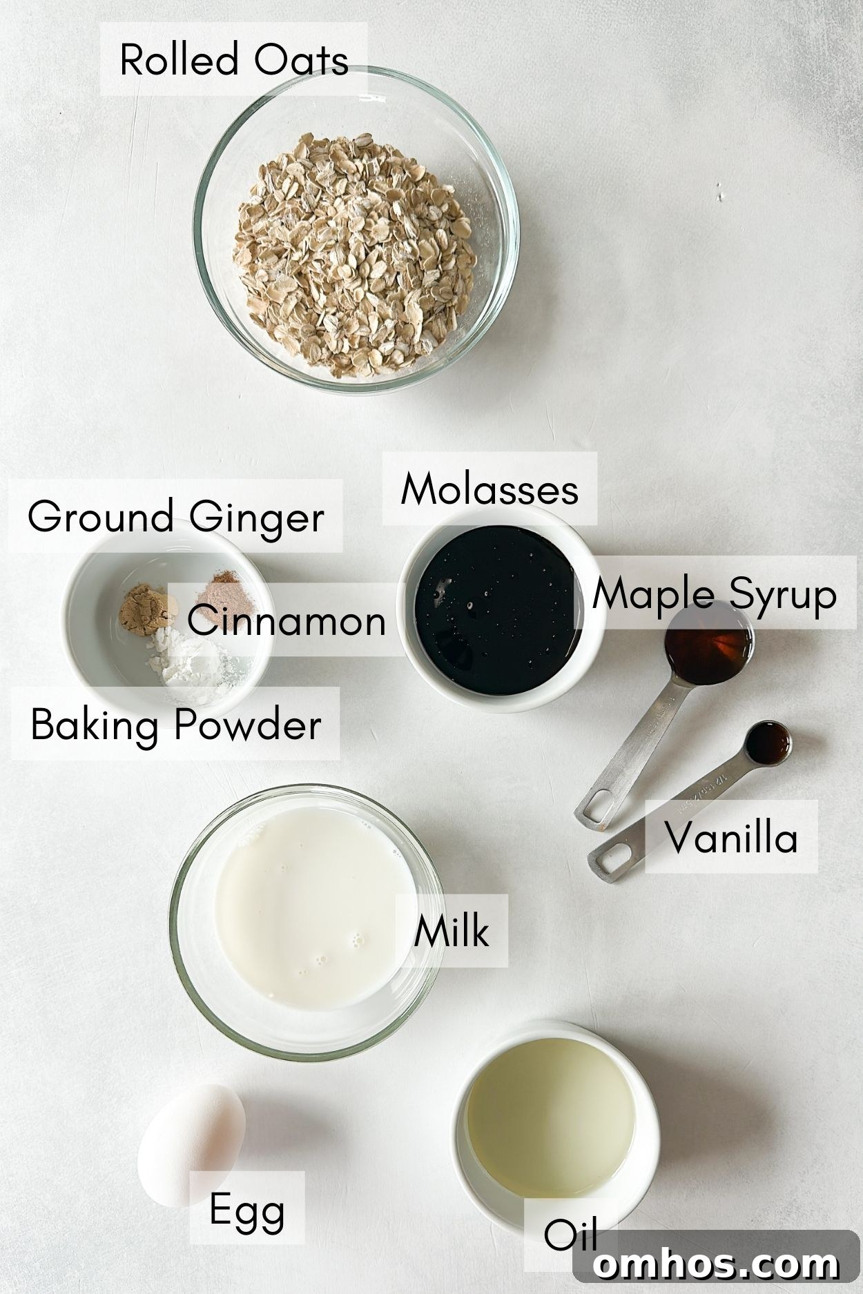 Ingredients to make gingerbread waffles.