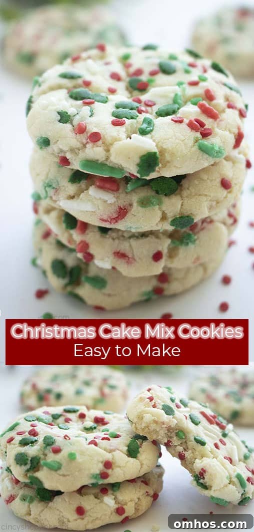 Cake-Mix Christmas Cookies Recipe 10 Long pin collage text on banner Christmas Cake Mix Cookies Easy to Make