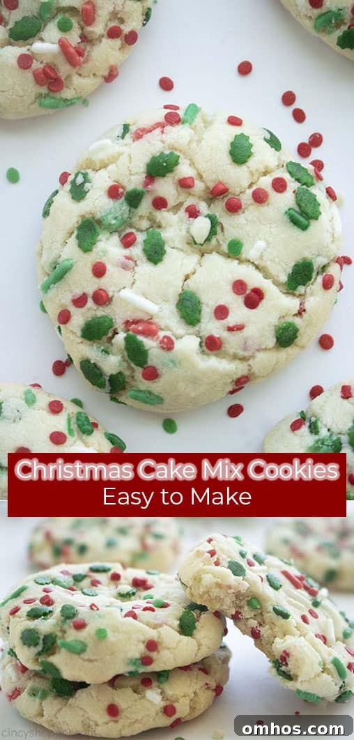 Cake-Mix Christmas Cookies Recipe 11 Long pin collage text on banner Christmas Cake Mix Cookies Easy to Make