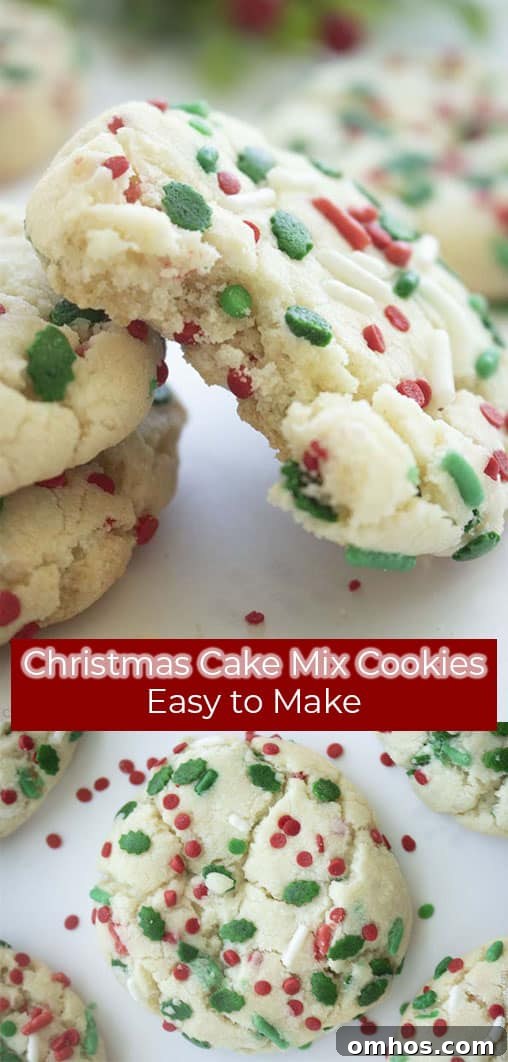 Cake-Mix Christmas Cookies Recipe 12 Long pin collage text on banner Christmas Cake Mix Cookies Easy to Make