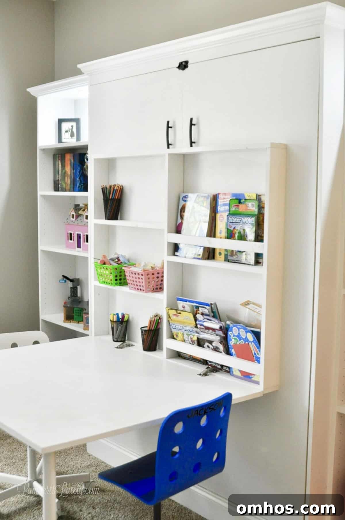 DIY Murphy Bed with Built-In Desk and IKEA Bookcases 3 create a bed murphy bed with Ikea billy bookcases and a fold-out desk.