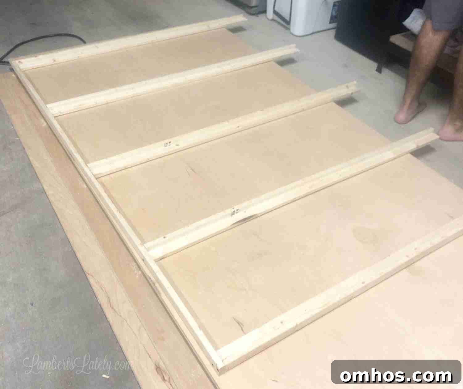 DIY Murphy Bed with Built-In Desk and IKEA Bookcases 6 beginning of murphy bed front frame (without one side).