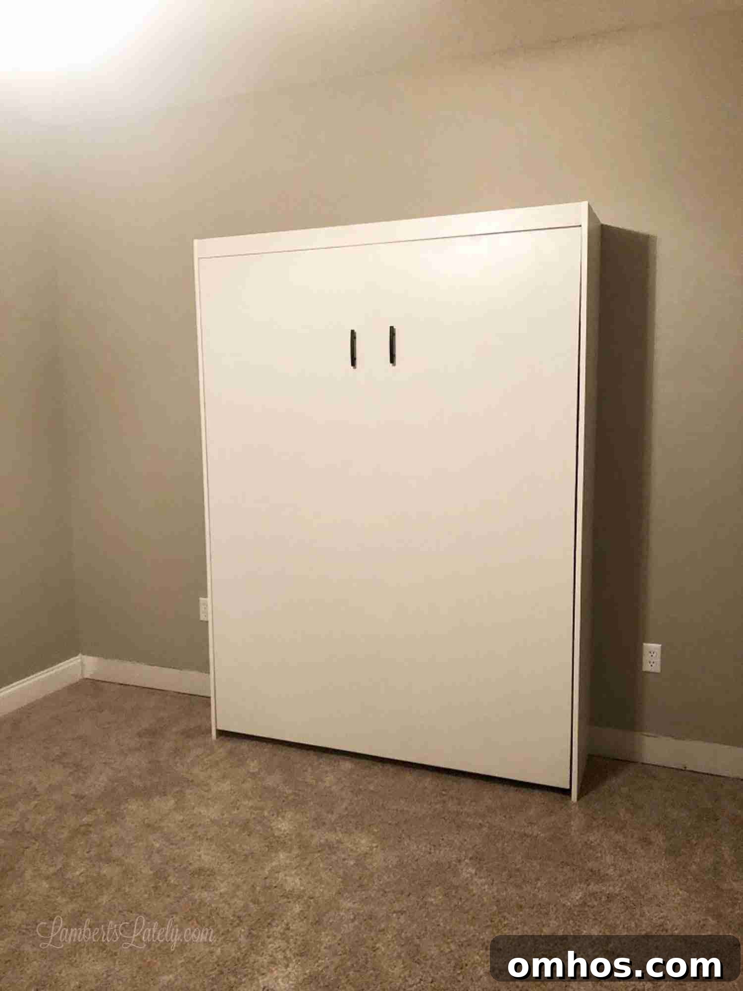 DIY Murphy Bed with Built-In Desk and IKEA Bookcases 9 Create-a-bed installed on a bedroom wall.