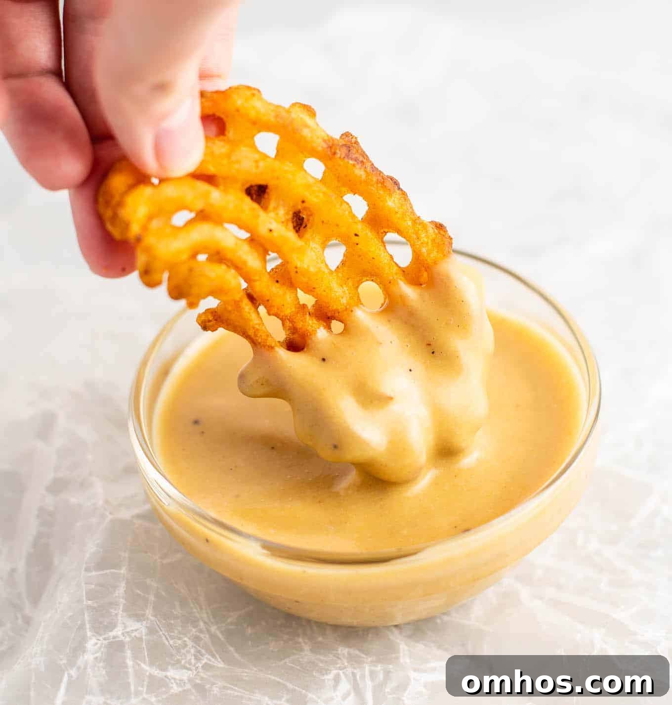 waffle fries dipped in chick fil a sauce