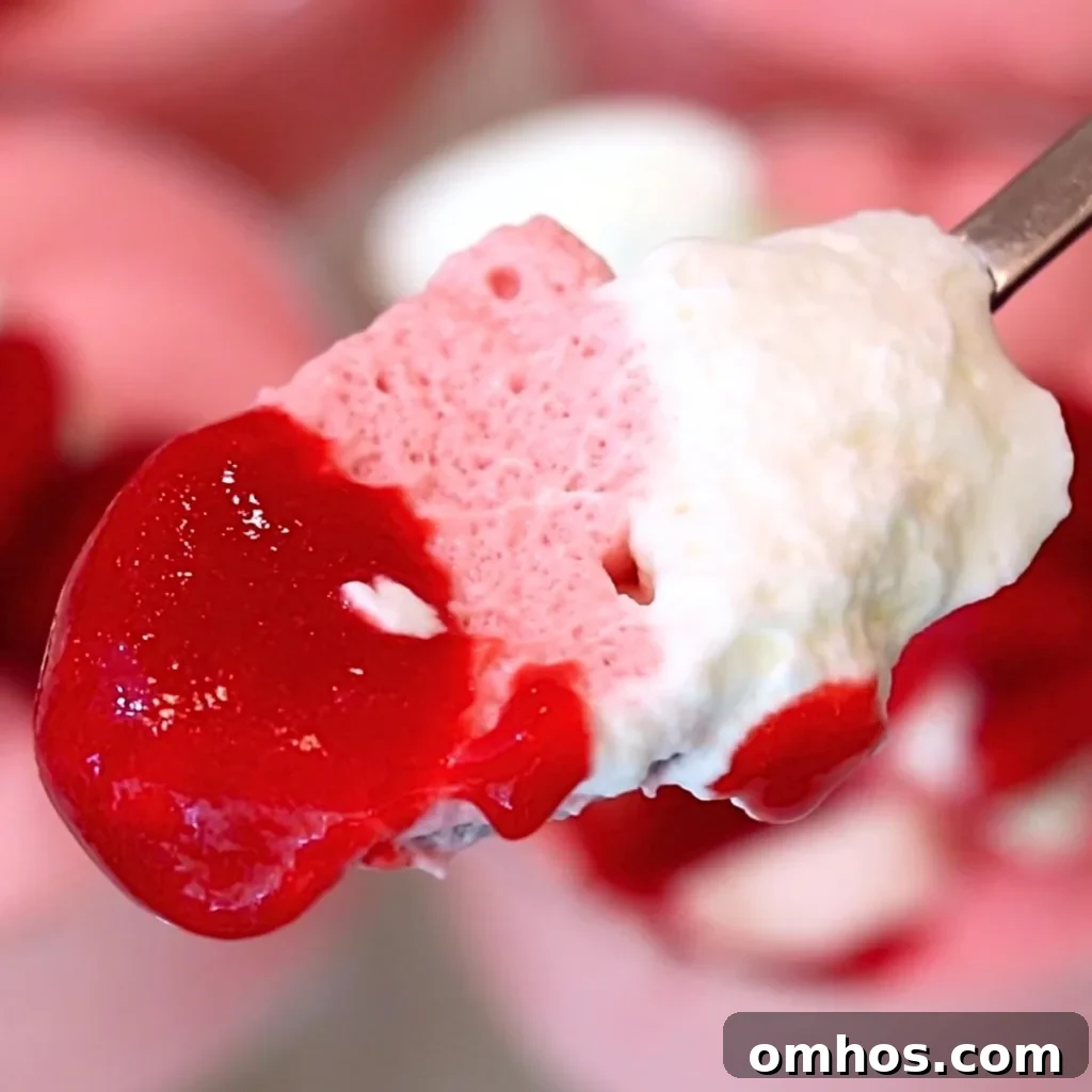 Creamy Raspberry Mousse Recipe: No-Bake Dessert 11 Raspberry sauce on a spoon