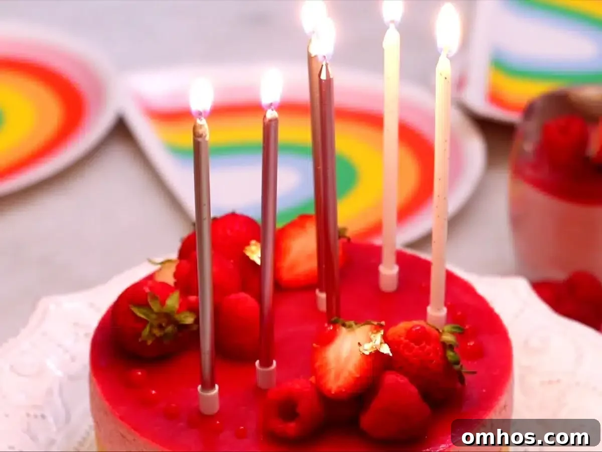Creamy Raspberry Mousse Recipe: No-Bake Dessert 12 Raspberry mousse cake with candles