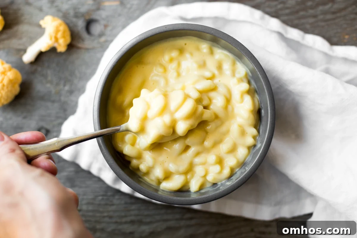 spoonful of cauliflower mac and cheese