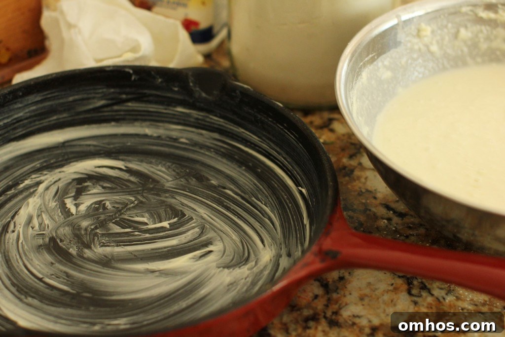 Lazy Man's Skillet Bannock Recipe from Francois Lake Cabin 18 greased pan ready for skillet bannock