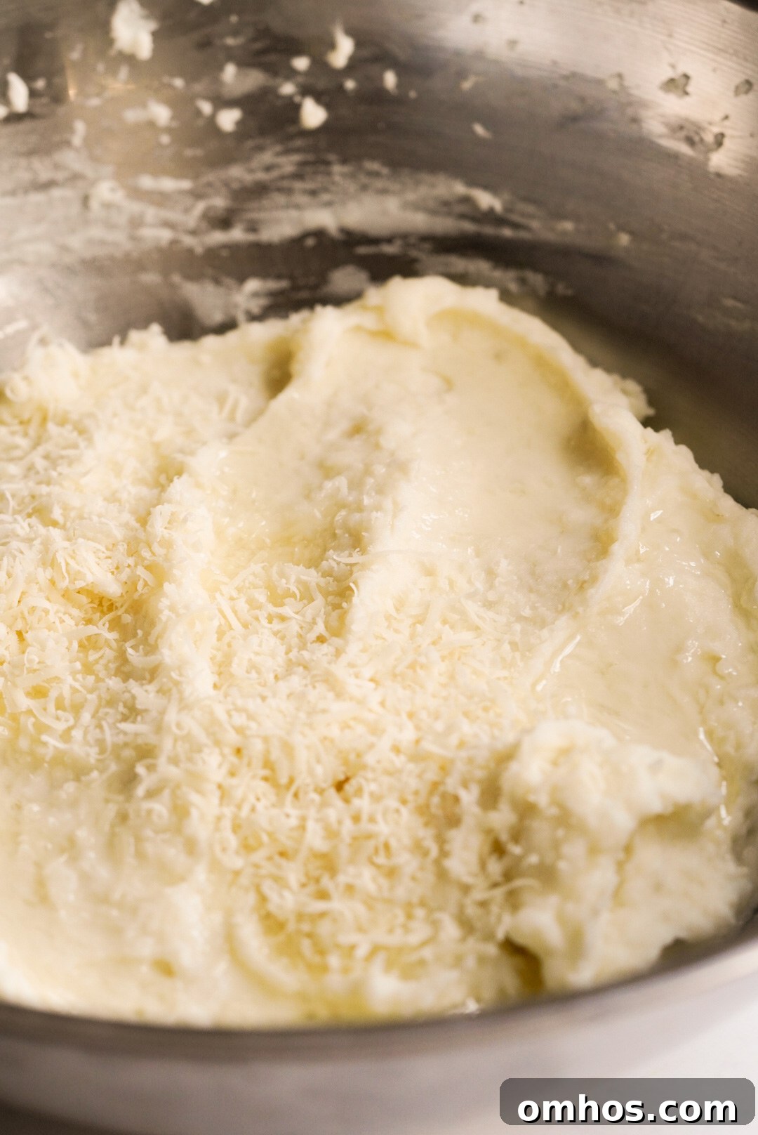 mashed potatoes topped with truffle oil and parmesan cheese
